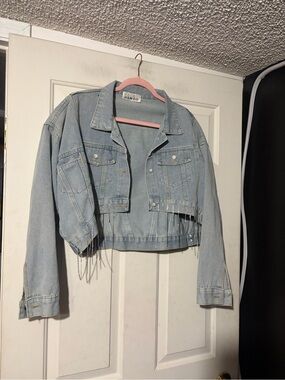 Kate Hewko rhinestone fringe jean jacket
